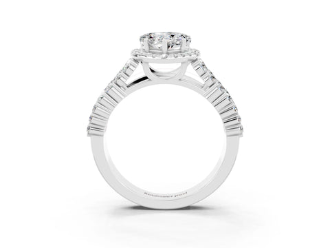 White gold Heart Cut Halo Pavé Diamond Engagement Ring with Split Shank and Four-Prong Setting_3