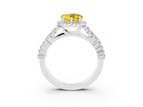White gold Heart Cut Halo Pavé Diamond Engagement Ring with Split Shank and Four-Prong Setting_3