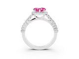 White gold Heart Cut Halo Pavé Diamond Engagement Ring with Split Shank and Four-Prong Setting_3