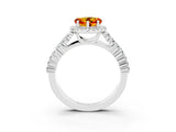 White gold Heart Cut Halo Pavé Diamond Engagement Ring with Split Shank and Four-Prong Setting_3