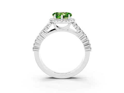 White gold Heart Cut Halo Pavé Diamond Engagement Ring with Split Shank and Four-Prong Setting_3