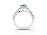 White gold Heart Cut Halo Pavé Diamond Engagement Ring with Split Shank and Four-Prong Setting_3