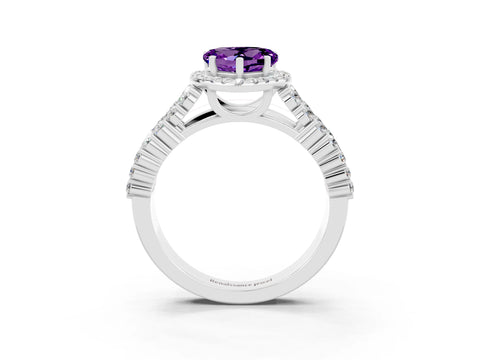 White gold Heart Cut Halo Pavé Diamond Engagement Ring with Split Shank and Four-Prong Setting_3