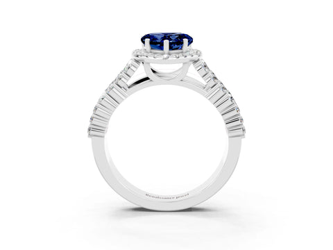 White gold Heart Cut Halo Pavé Diamond Engagement Ring with Split Shank and Four-Prong Setting_3