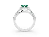White gold Heart Cut Halo Pavé Diamond Engagement Ring with Split Shank and Four-Prong Setting_3