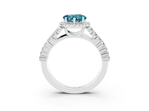 White gold Heart Cut Halo Pavé Diamond Engagement Ring with Split Shank and Four-Prong Setting_3