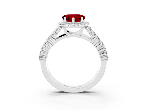 White gold Heart Cut Halo Pavé Diamond Engagement Ring with Split Shank and Four-Prong Setting_3