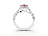 White gold Heart Cut Halo Pavé Diamond Engagement Ring with Split Shank and Four-Prong Setting_3