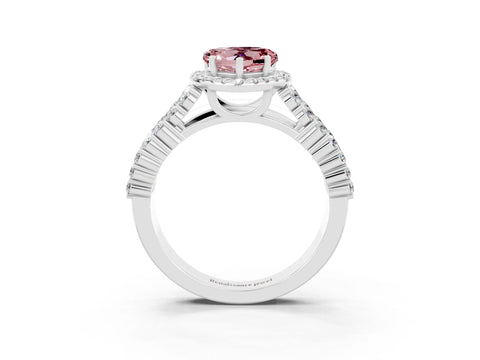 White gold Heart Cut Halo Pavé Diamond Engagement Ring with Split Shank and Four-Prong Setting_3