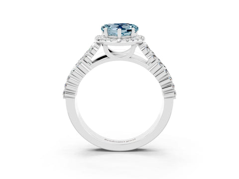 White gold Heart Cut Halo Pavé Diamond Engagement Ring with Split Shank and Four-Prong Setting_3