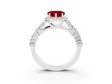 White gold Heart Cut Halo Pavé Diamond Engagement Ring with Split Shank and Four-Prong Setting_3