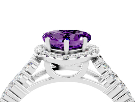 White gold Heart Cut Halo Pavé Diamond Engagement Ring with Split Shank and Four-Prong Setting_4