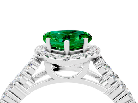 White gold Heart Cut Halo Pavé Diamond Engagement Ring with Split Shank and Four-Prong Setting_4