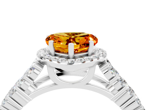White gold Heart Cut Halo Pavé Diamond Engagement Ring with Split Shank and Four-Prong Setting_4