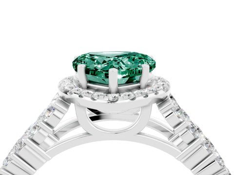 White gold Heart Cut Halo Pavé Diamond Engagement Ring with Split Shank and Four-Prong Setting_4