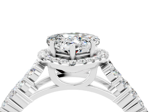 White gold Heart Cut Halo Pavé Diamond Engagement Ring with Split Shank and Four-Prong Setting_4