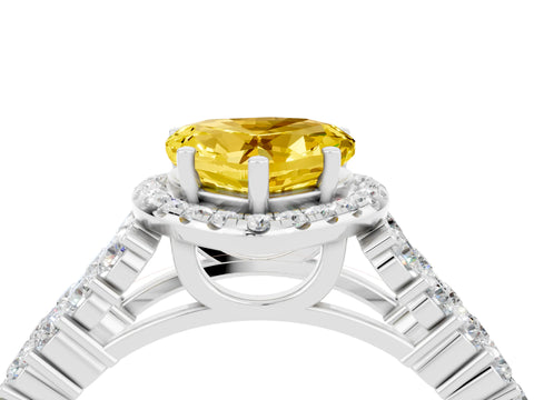 White gold Heart Cut Halo Pavé Diamond Engagement Ring with Split Shank and Four-Prong Setting_4
