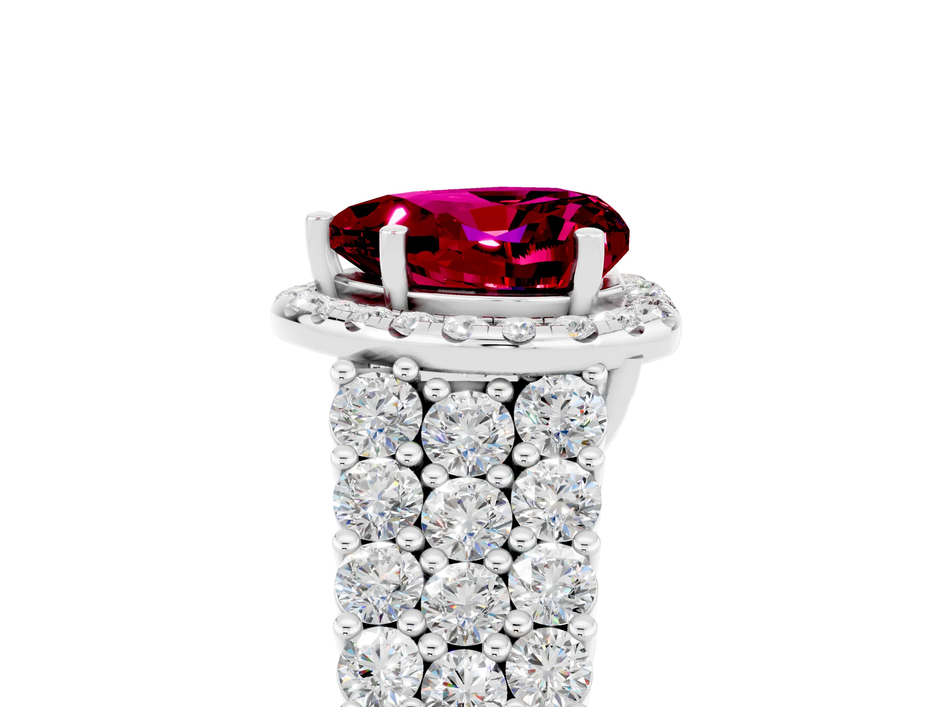 White gold Heart Cut Halo Pavé Diamond Engagement Ring with Split Shank and Four-Prong Setting_5