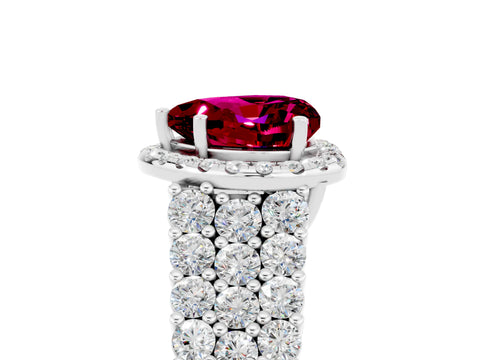 White gold Heart Cut Halo Pavé Diamond Engagement Ring with Split Shank and Four-Prong Setting_5