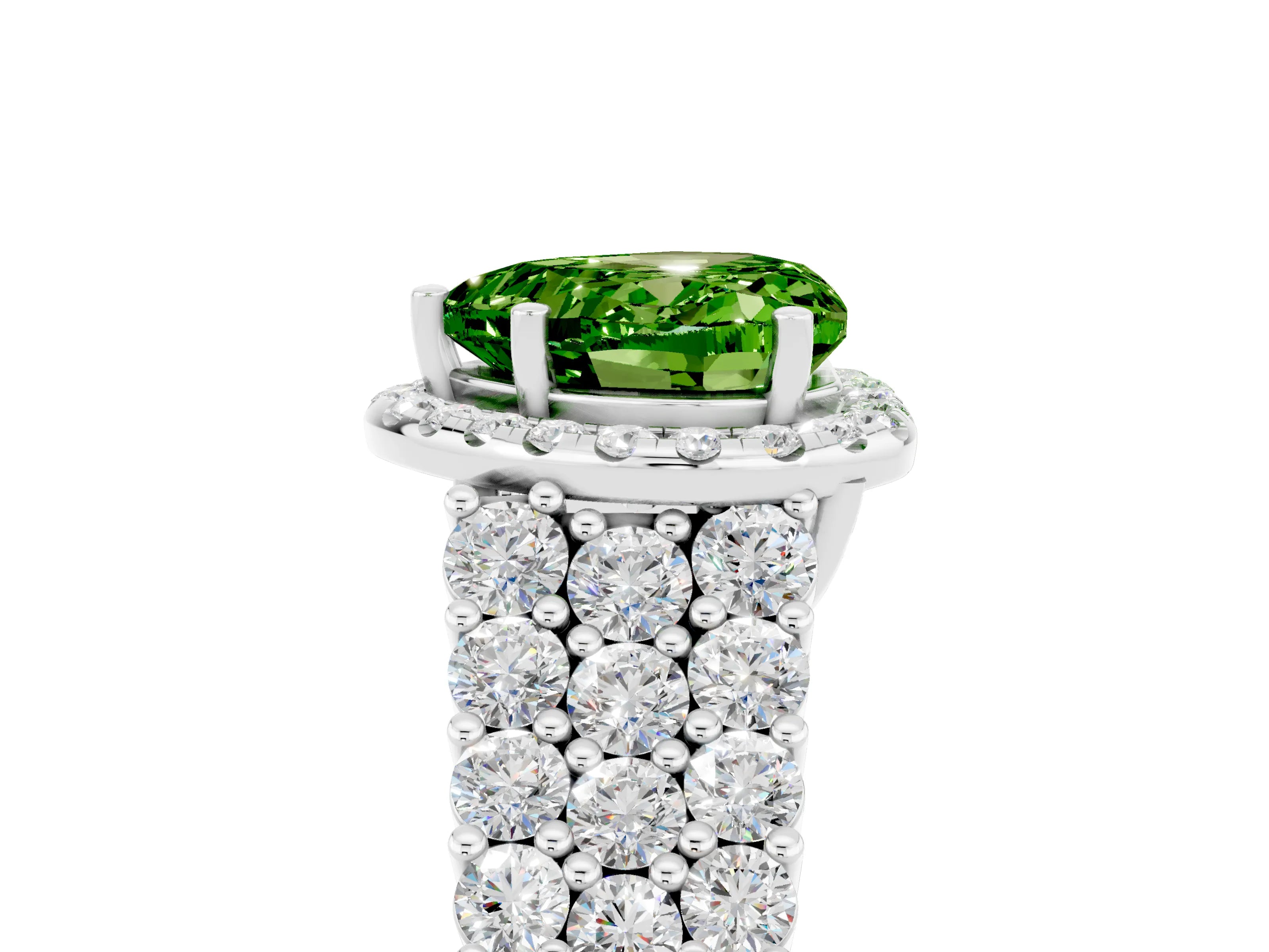 White gold Heart Cut Halo Pavé Diamond Engagement Ring with Split Shank and Four-Prong Setting_5