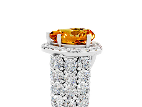 White gold Heart Cut Halo Pavé Diamond Engagement Ring with Split Shank and Four-Prong Setting_5