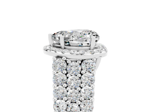 White gold Heart Cut Halo Pavé Diamond Engagement Ring with Split Shank and Four-Prong Setting_5