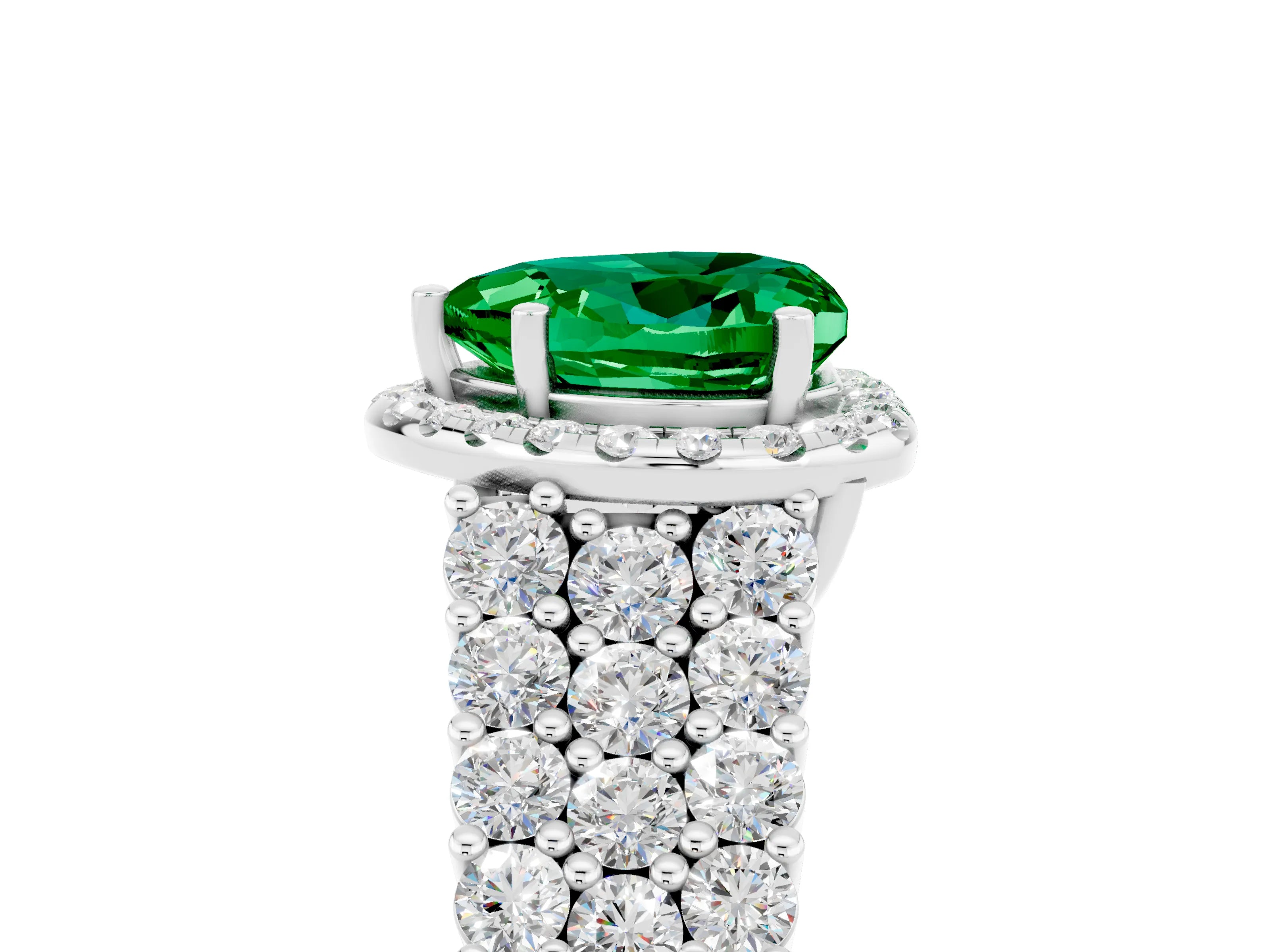 White gold Heart Cut Halo Pavé Diamond Engagement Ring with Split Shank and Four-Prong Setting_5