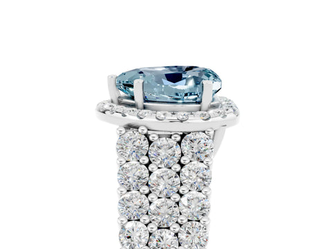 White gold Heart Cut Halo Pavé Diamond Engagement Ring with Split Shank and Four-Prong Setting_5