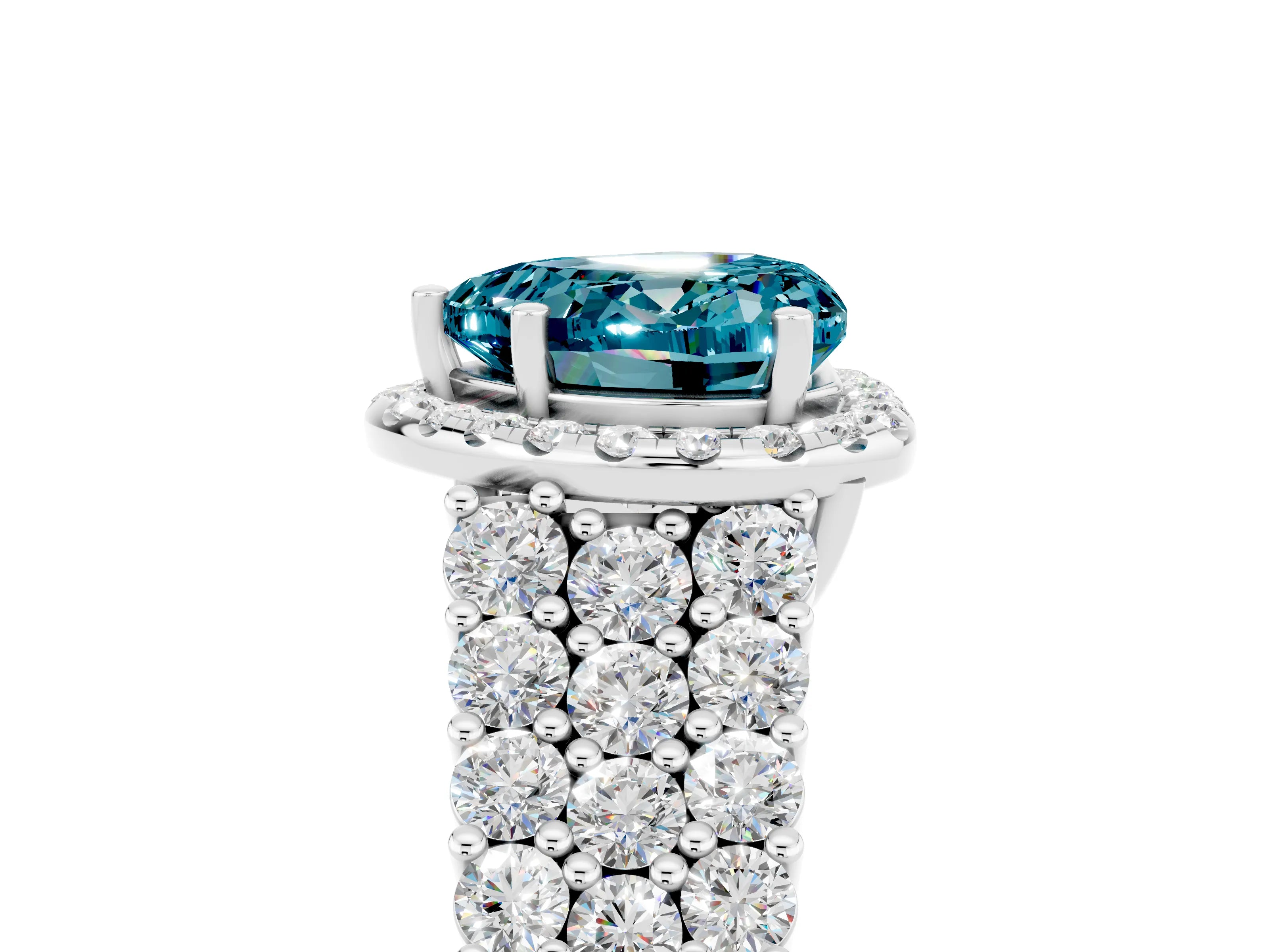 White gold Heart Cut Halo Pavé Diamond Engagement Ring with Split Shank and Four-Prong Setting_5