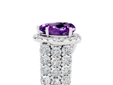 White gold Heart Cut Halo Pavé Diamond Engagement Ring with Split Shank and Four-Prong Setting_5
