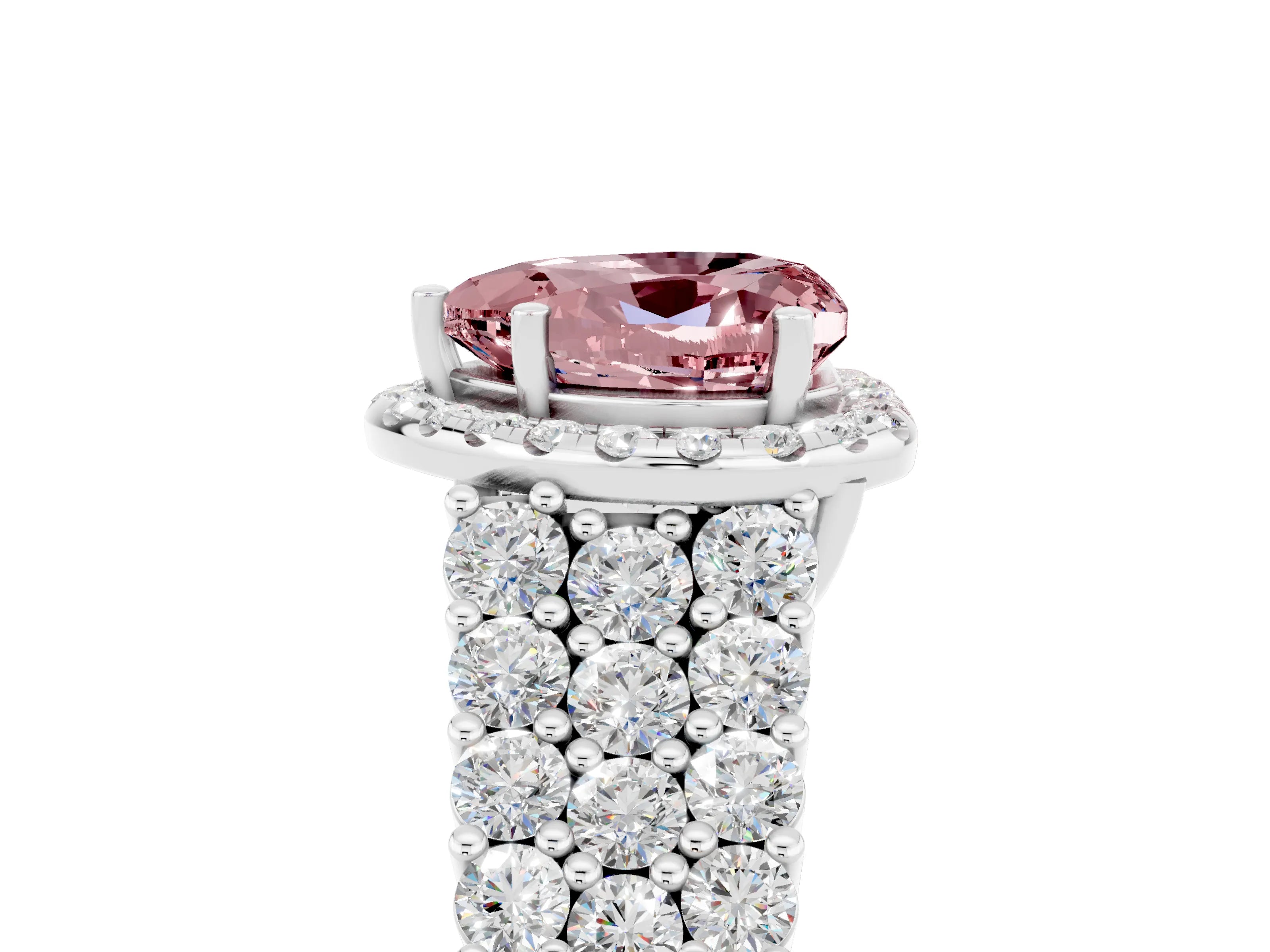 White gold Heart Cut Halo Pavé Diamond Engagement Ring with Split Shank and Four-Prong Setting_5