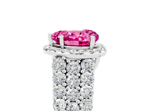 White gold Heart Cut Halo Pavé Diamond Engagement Ring with Split Shank and Four-Prong Setting_5