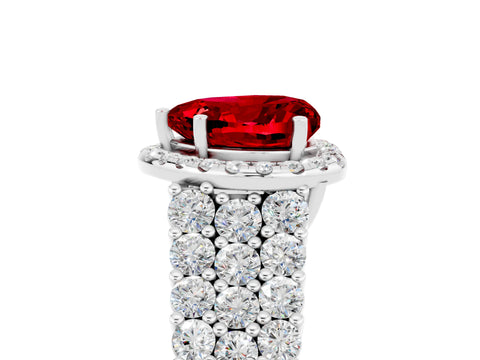 White gold Heart Cut Halo Pavé Diamond Engagement Ring with Split Shank and Four-Prong Setting_5