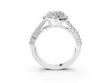 White gold Heart Cut Halo Pavé Diamond Engagement Ring with Split Shank and Four-Prong Setting_7