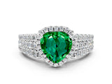 White gold Heart Cut Halo Pavé Diamond Engagement Ring with Split Shank and Four-Prong Setting