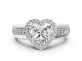 White gold Heart Cut Halo Pave Band Four-Prong Ring_74