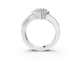 White gold Heart Cut Halo Pave Band Four-Prong Ring_77