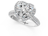 White gold Heart Cut Halo Pave Band Four-Prong Setting Ring_20