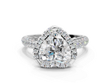 White gold Heart Cut Halo Pave Band Four-Prong Setting Ring_20