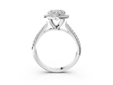 White gold Heart Cut Halo Pave Band Four-Prong Setting Ring_22