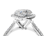 White gold Heart Cut Halo Pave Band Four-Prong Setting Ring_24