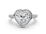 White gold Heart Cut Halo Pave Split Shank Prong Setting Ring_32