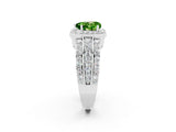 White gold Heart Cut Halo Peridot Ring with Split Shank and Four-Prong Setting_2