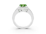 White gold Heart Cut Halo Peridot Ring with Split Shank and Four-Prong Setting_3