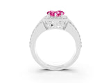 White gold Heart Cut Halo Pink Sapphire Ring with Split Shank and Four-Prong Setting_27