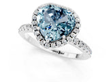 White gold Heart Cut Halo Round Diamond Pavé Band Four-Prong Ring_1