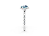 White gold Heart Cut Halo Round Diamond Pavé Band Four-Prong Ring_2