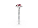 White gold Heart Cut Halo Round Diamond Pavé Band Four-Prong Ring_2