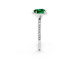 White gold Heart Cut Halo Round Diamond Pavé Band Four-Prong Ring_2
