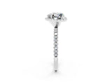 White gold Heart Cut Halo Round Diamond Pavé Band Four-Prong Ring_2